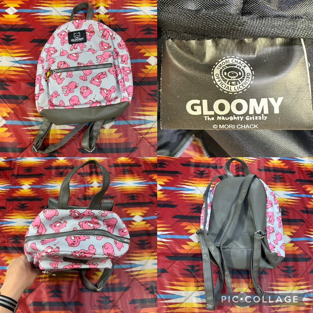 Gloomy Bear The Naughty Grizzly Poses Mini Backpack Bioworld Merch Gray